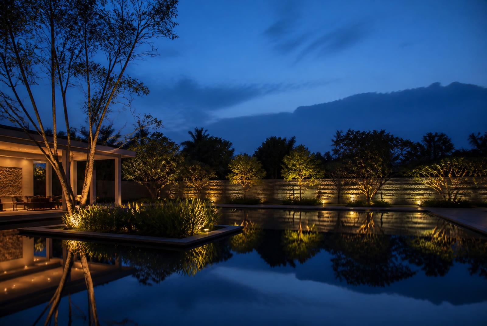 Garden at blue hour